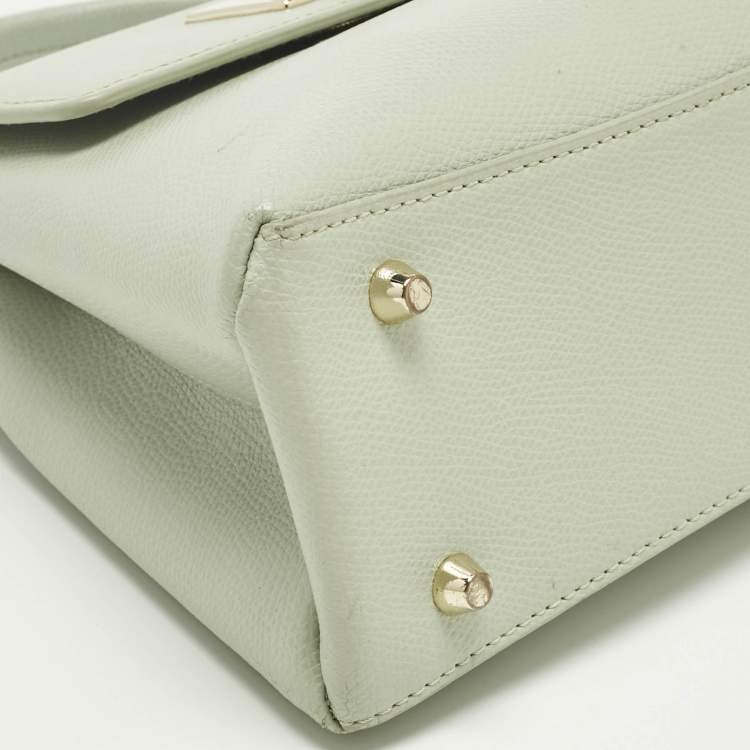 Pre Owned Furla Light Green Leather Mini 1927 Top Handle Bag