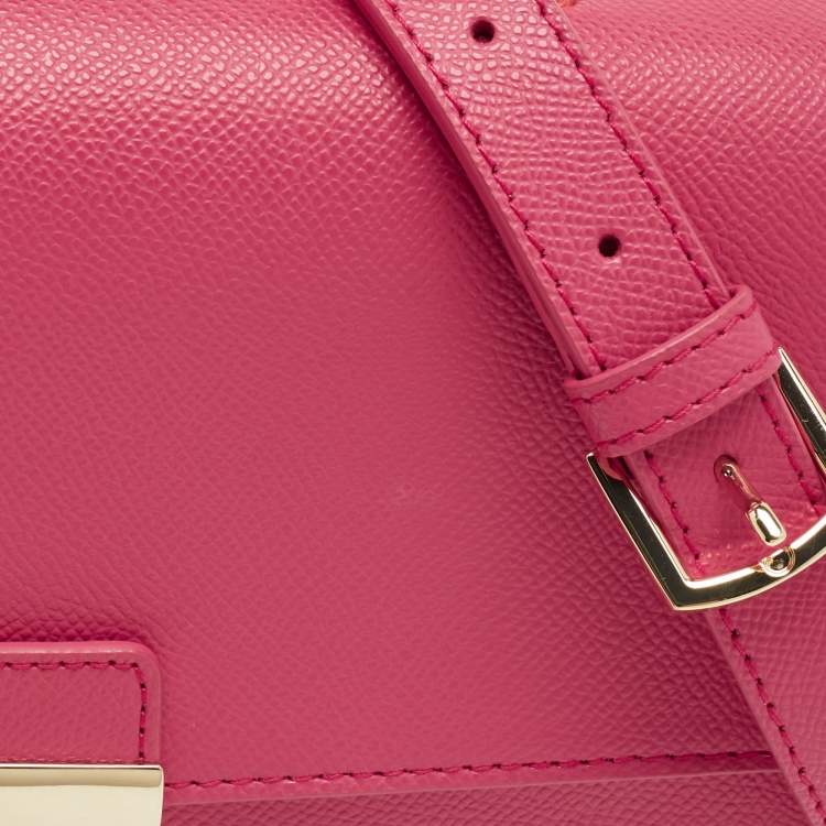 Pre Owned Furla Fuchsia Leather Bella Top Handle Bag