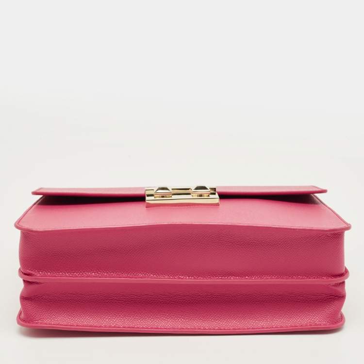 Pre Owned Furla Fuchsia Leather Bella Top Handle Bag