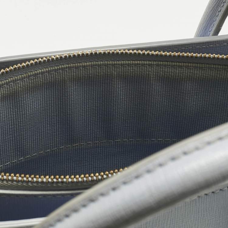 Pre Owned Furla Light Blue Leather Small Pin Tote