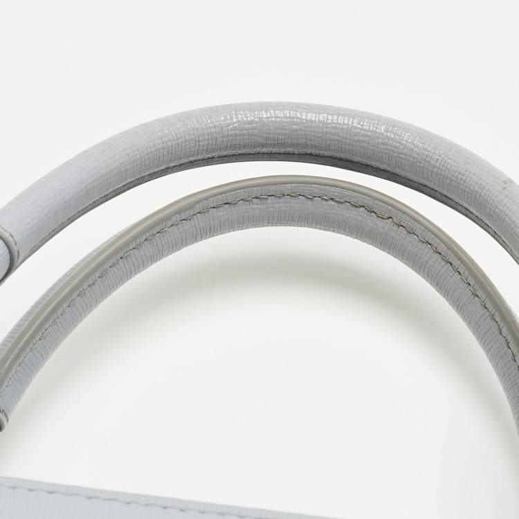 Pre Owned Furla Light Blue Leather Small Pin Tote