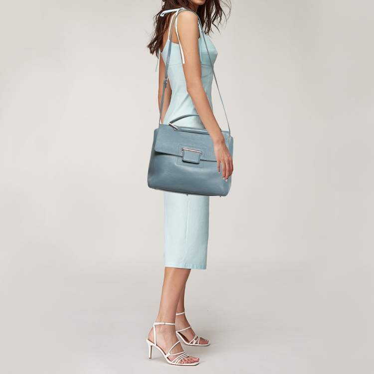 Pre Owned Furla Blue Leather Artesia Creta Top Handle Bag