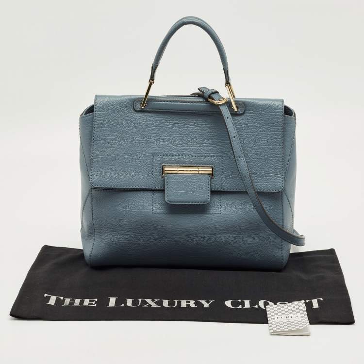 Pre Owned Furla Blue Leather Artesia Creta Top Handle Bag