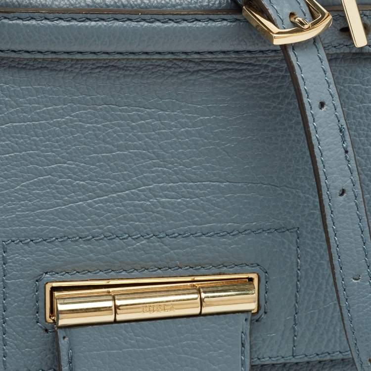 Pre Owned Furla Blue Leather Artesia Creta Top Handle Bag