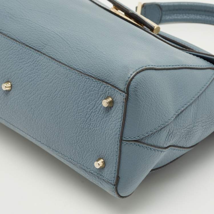 Pre Owned Furla Blue Leather Artesia Creta Top Handle Bag