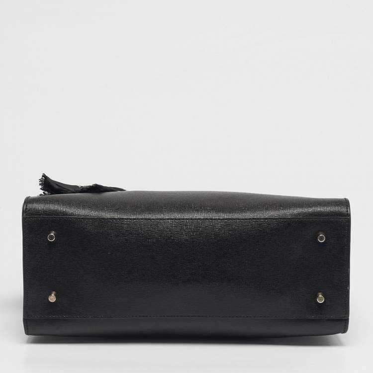 Pre Owned Furla Black Leather Zip Tote