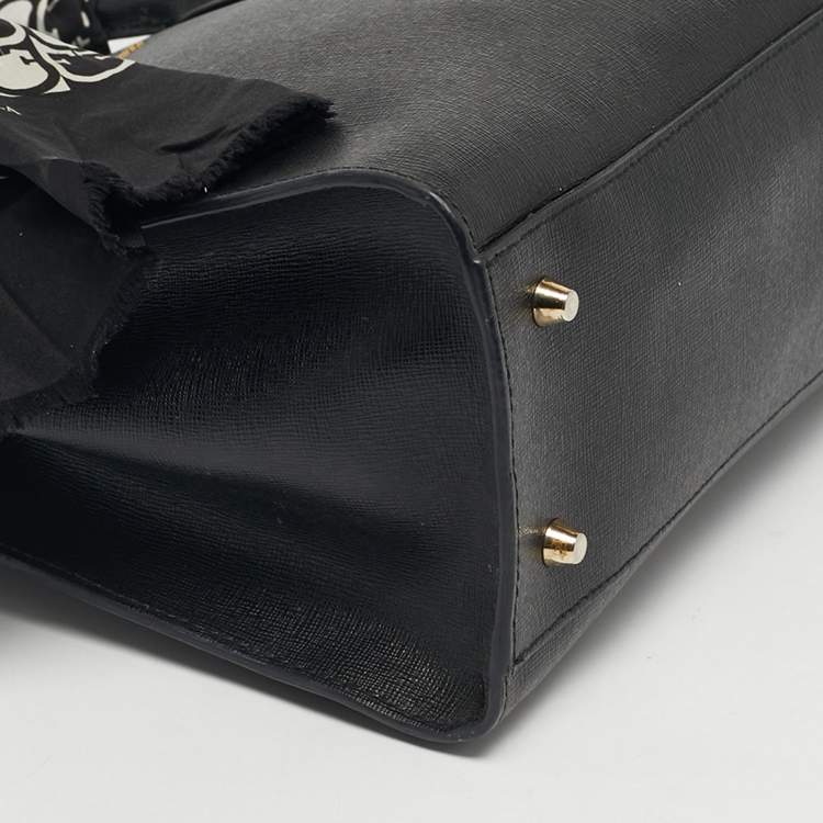 Pre Owned Furla Black Leather Zip Tote