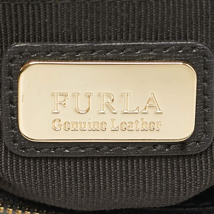 Pre Owned Furla Black Leather Zip Tote