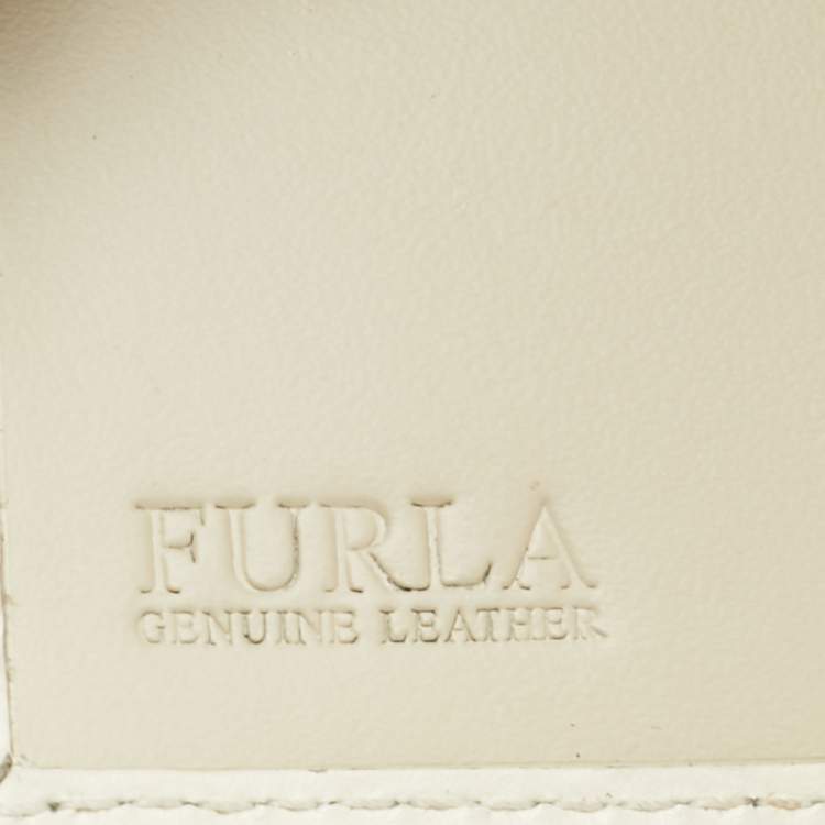 Pre Owned Furla Off White Leather Trifold Flap Wallet