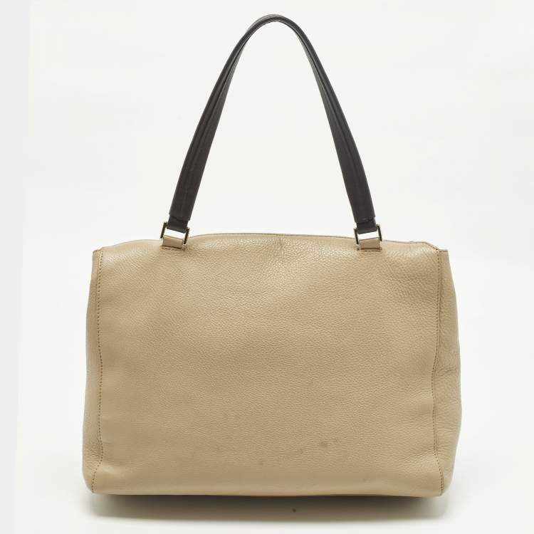 Pre Owned Furla Piper Cartella Tricolor Calfhair and Leather Top Handle Bag