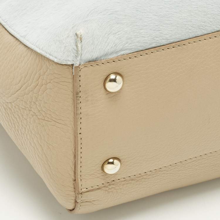 Pre Owned Furla Piper Cartella Tricolor Calfhair and Leather Top Handle Bag