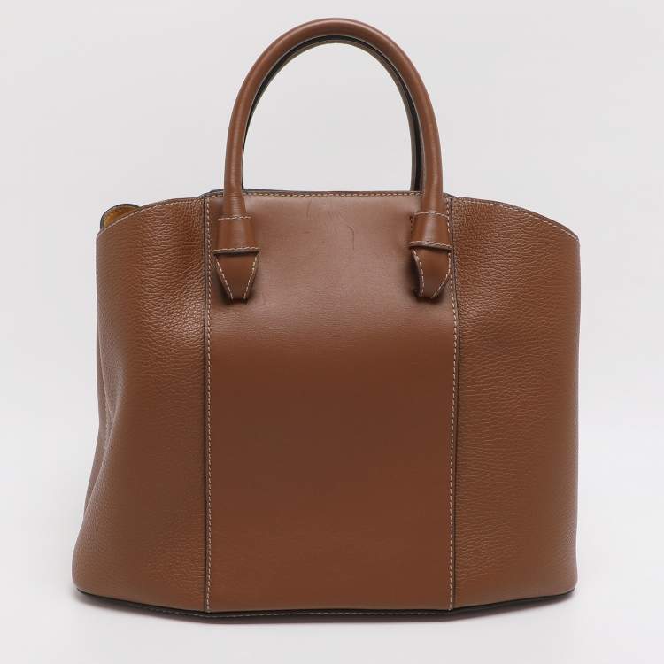 Pre Owned Furla Miastell Brown Leather Tote