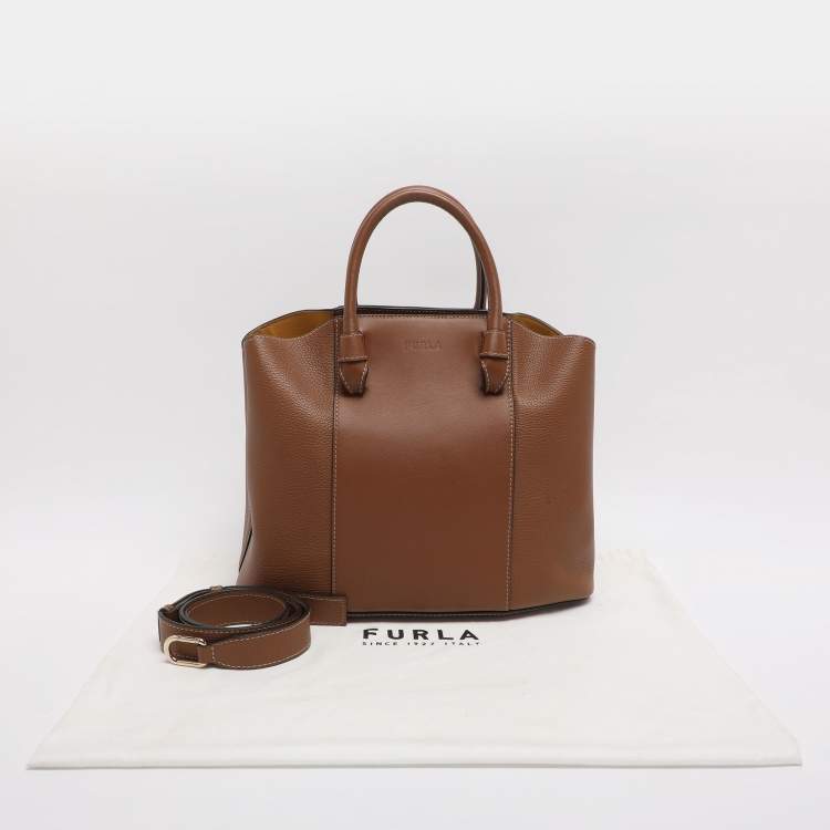 Pre Owned Furla Miastell Brown Leather Tote