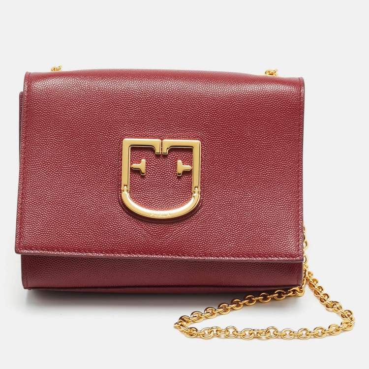 Pre Owned Furla Viva Mini Red Leather Shoulder Bag