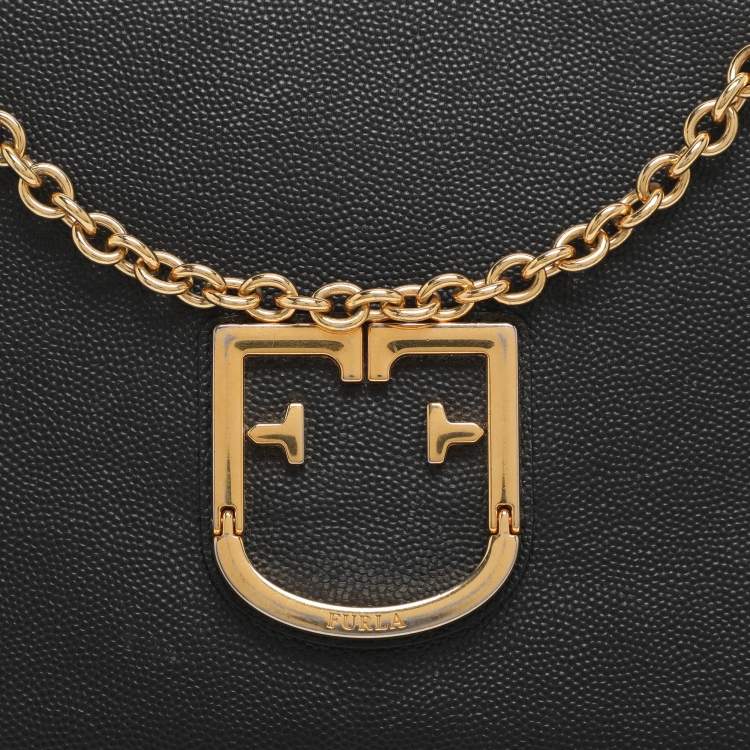 Pre Owned Furla Viva Black Leather Shoulder Bag