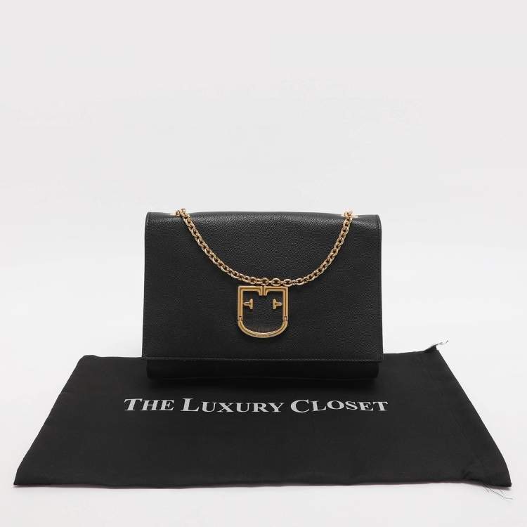 Pre Owned Furla Viva Black Leather Shoulder Bag