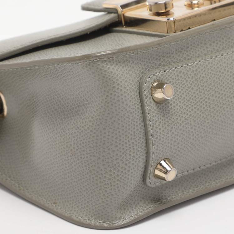Pre Owned Furla Metropolis Mini Grey Leather Crossbody Bag