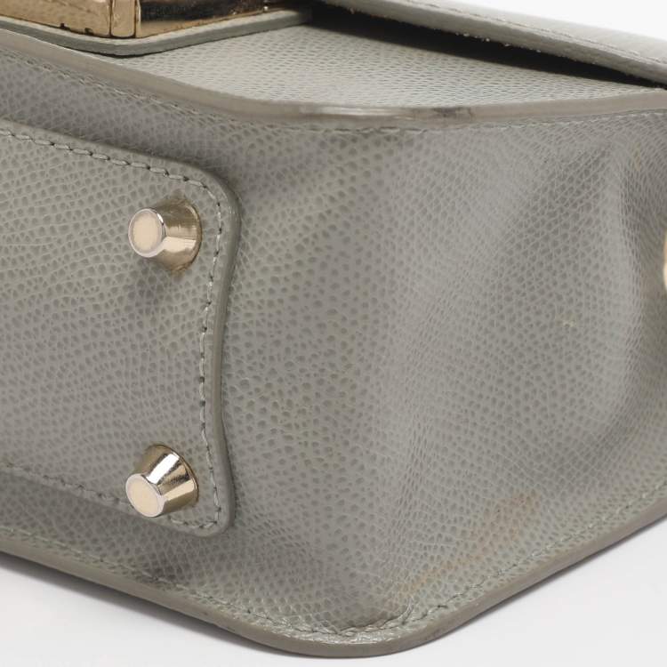 Pre Owned Furla Metropolis Mini Grey Leather Crossbody Bag