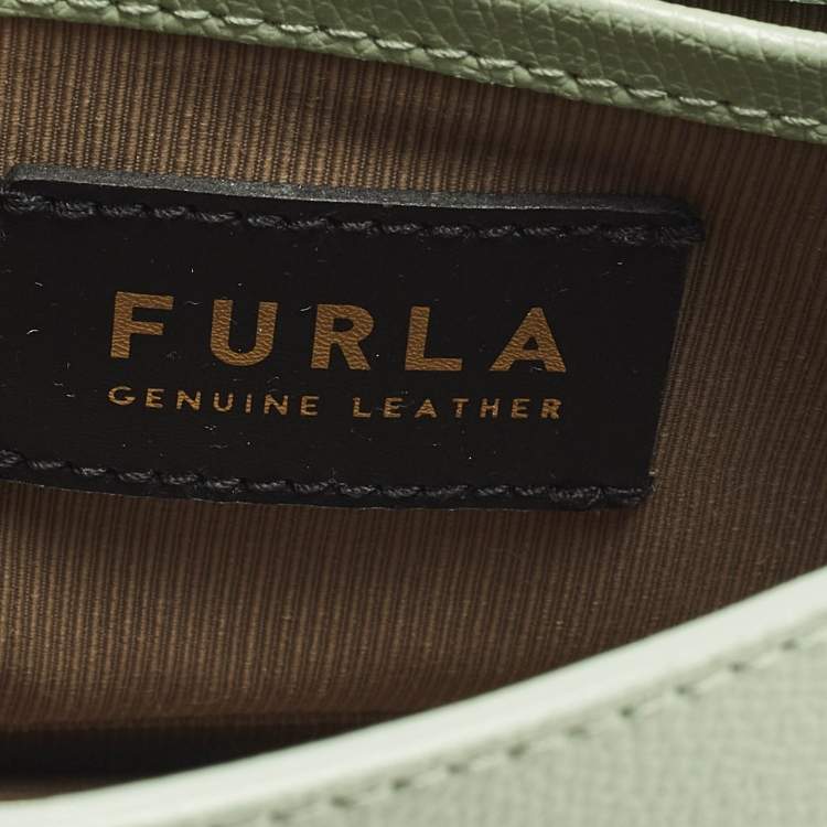Pre Owned Furla Metropolis Mini Light Green Leather Crossbody Bag