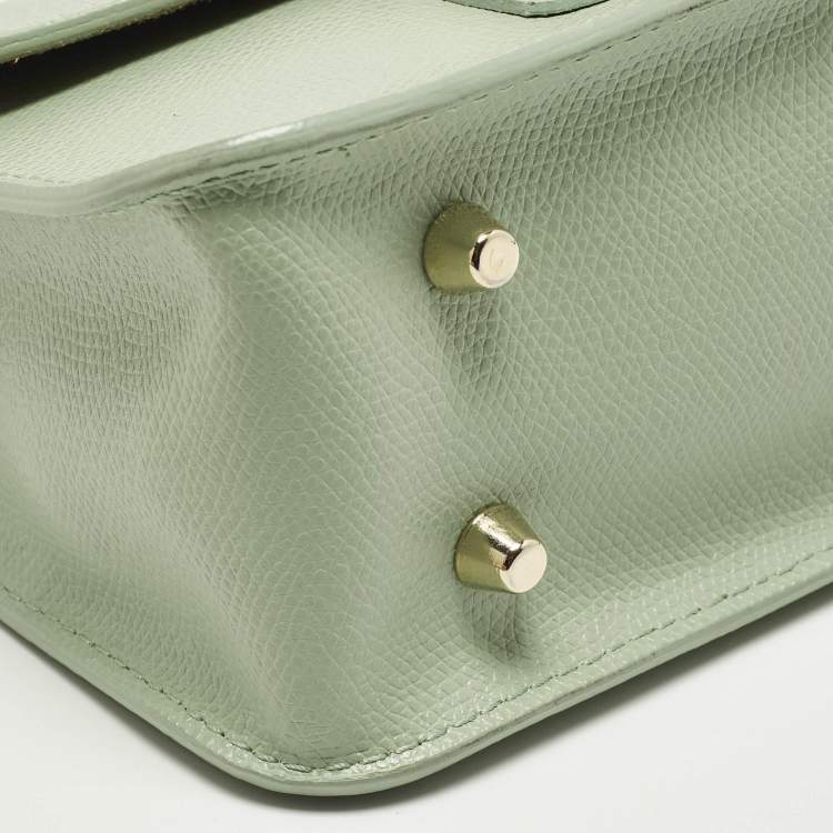 Pre Owned Furla Metropolis Mini Light Green Leather Crossbody Bag