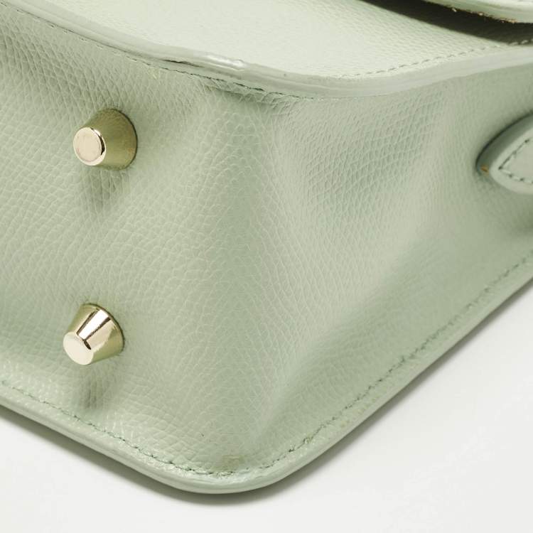 Pre Owned Furla Metropolis Mini Light Green Leather Crossbody Bag