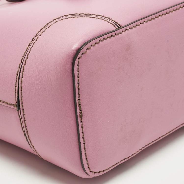 Pre Owned Furla Stacy Drawstring Mini Pink Leather Bucket Bag