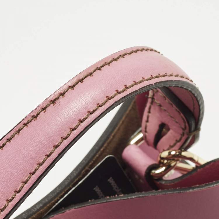 Pre Owned Furla Stacy Drawstring Mini Pink Leather Bucket Bag