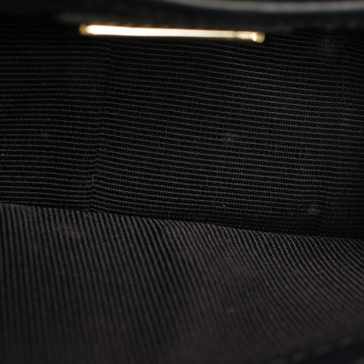 Pre Owned Furla Metropolis Mini Black Woven Embossed Leather Crossbody Bag