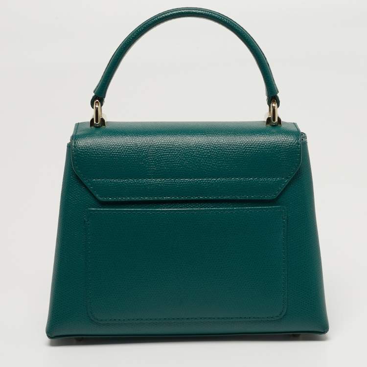 Pre Owned Furla 1927 Mini Green Leather Top Handle Bag