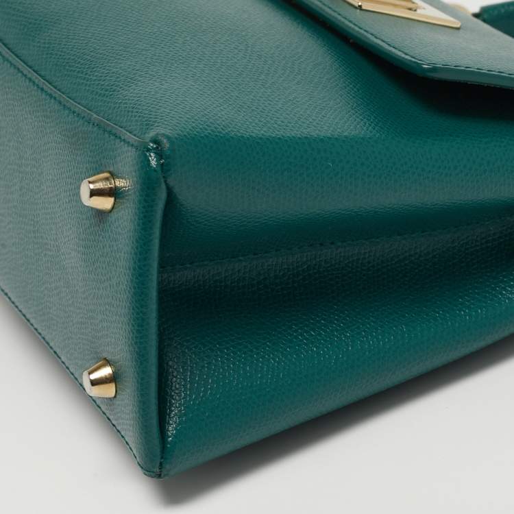 Pre Owned Furla 1927 Mini Green Leather Top Handle Bag