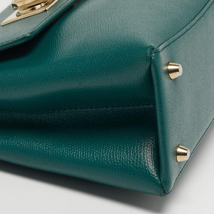 Pre Owned Furla 1927 Mini Green Leather Top Handle Bag