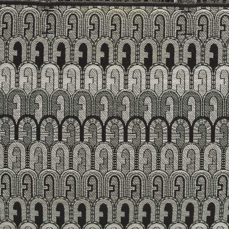 Pre Owned Furla Opportunity Large Black/Grey Printed Jacquard Fabric Opportunity Tote