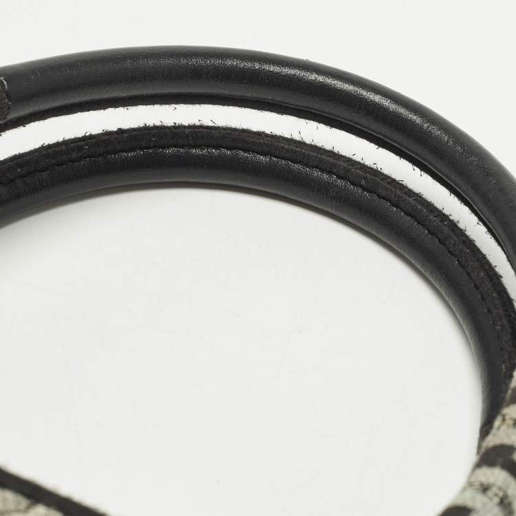 Pre Owned Furla Opportunity Large Black/Grey Printed Jacquard Fabric Opportunity Tote