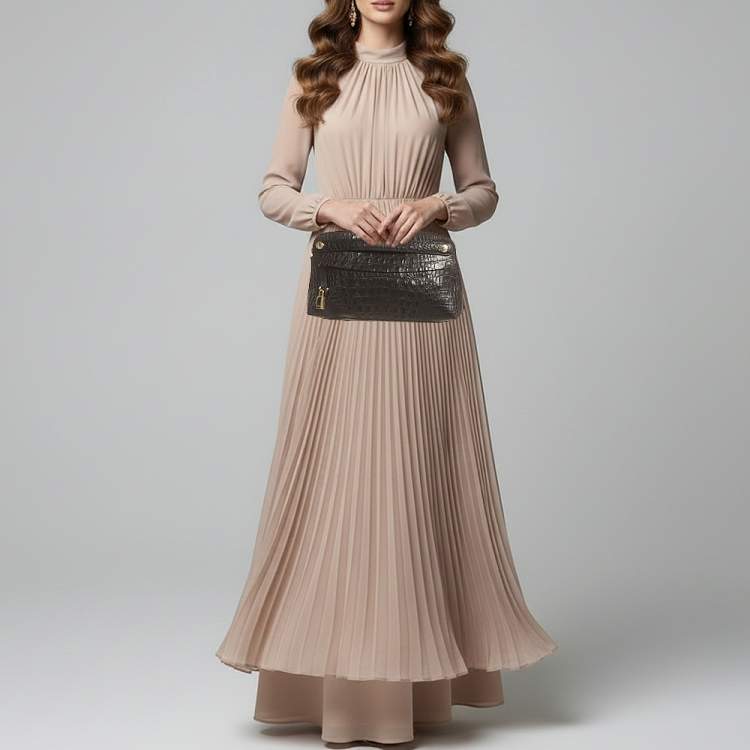 Pre Owned Furla Black Croc Embossed Leather Zip Clutch