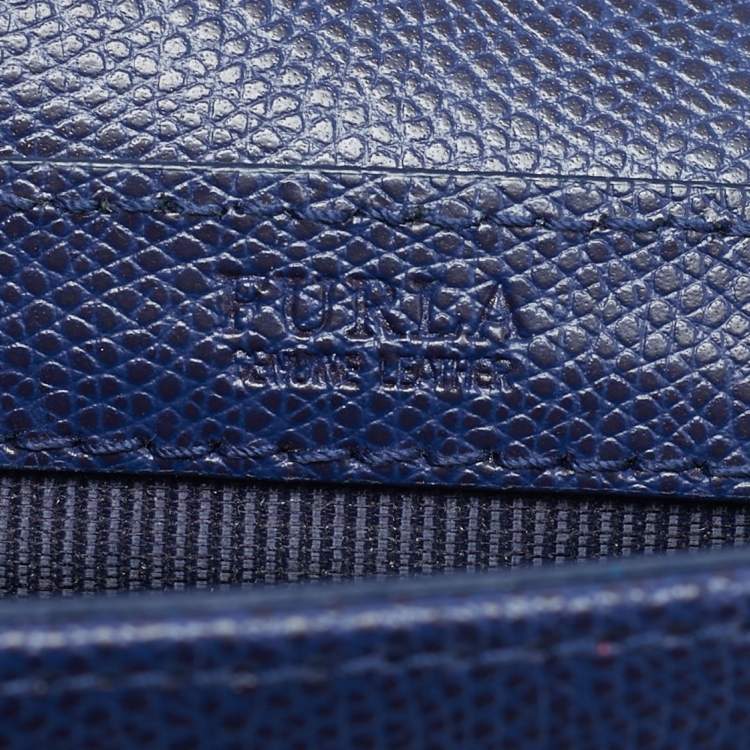 Pre Owned Furla Metropolis Mini Navy Blue Leather Crossbody Bag