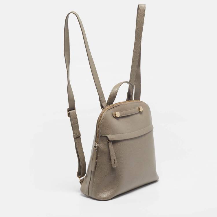 Pre Owned Furla Piper Grey Leather Backpack