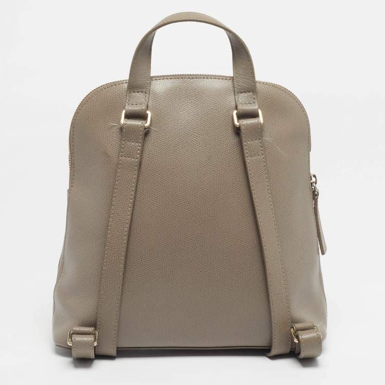 Pre Owned Furla Piper Grey Leather Backpack