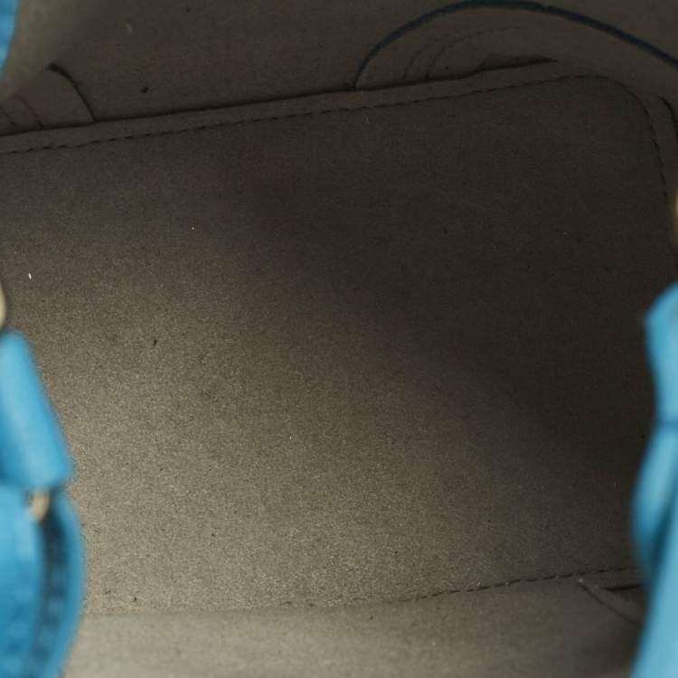 Pre Owned Furla Stacy Mini Blue Leather Drawstring Bucket Bag