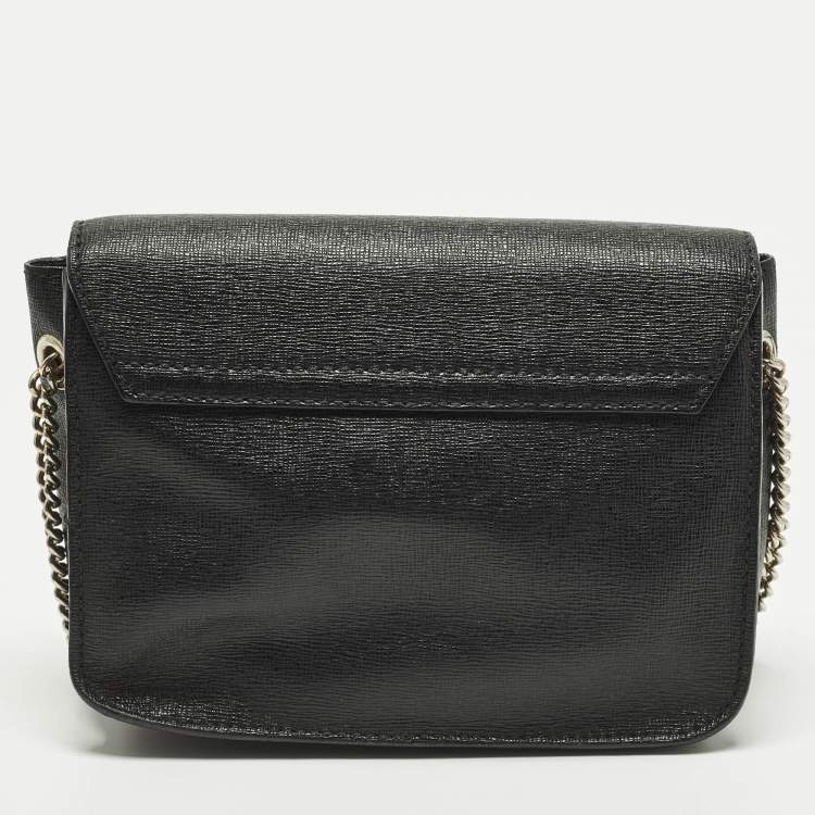 Pre Owned Furla Metropolis Mini Black Leather Crossbody Bag