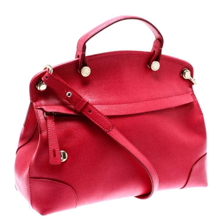Pre Owned Furla Pink Leather Piper Top Handle Bag