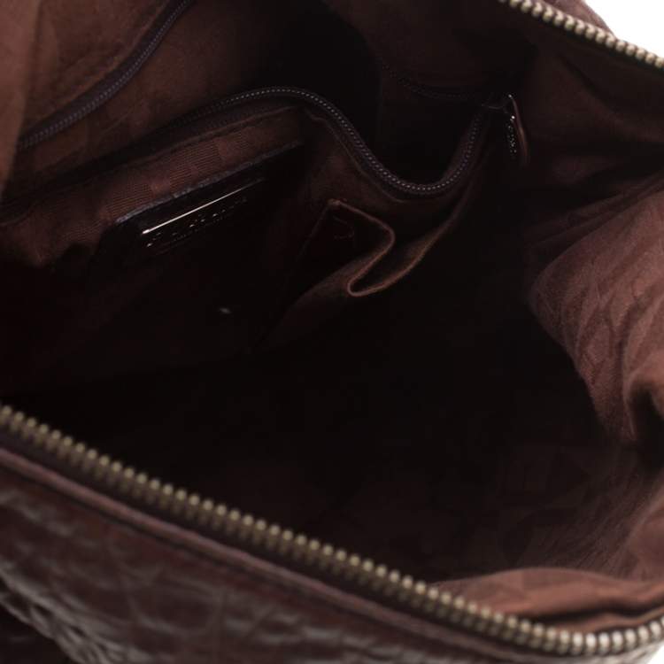 Pre Owned Furla Brown Crocodile Embossed Leather Hobo Bag