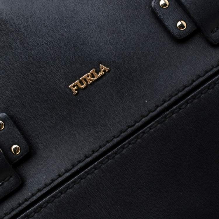 Pre Owned Furla Black Leather Linda Top Handle Bag