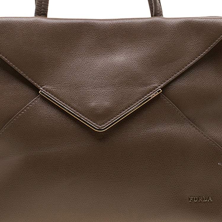 Pre Owned Furla Dark Beige Leather Kelis Tote