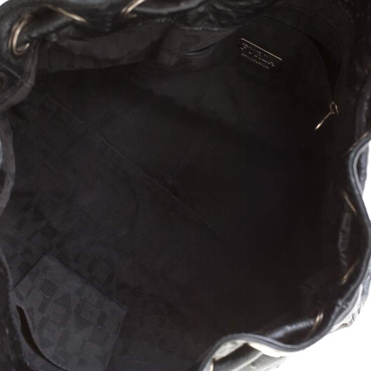 Pre Owned Furla Black Ostrich Embossed Leather Carmen Satchel