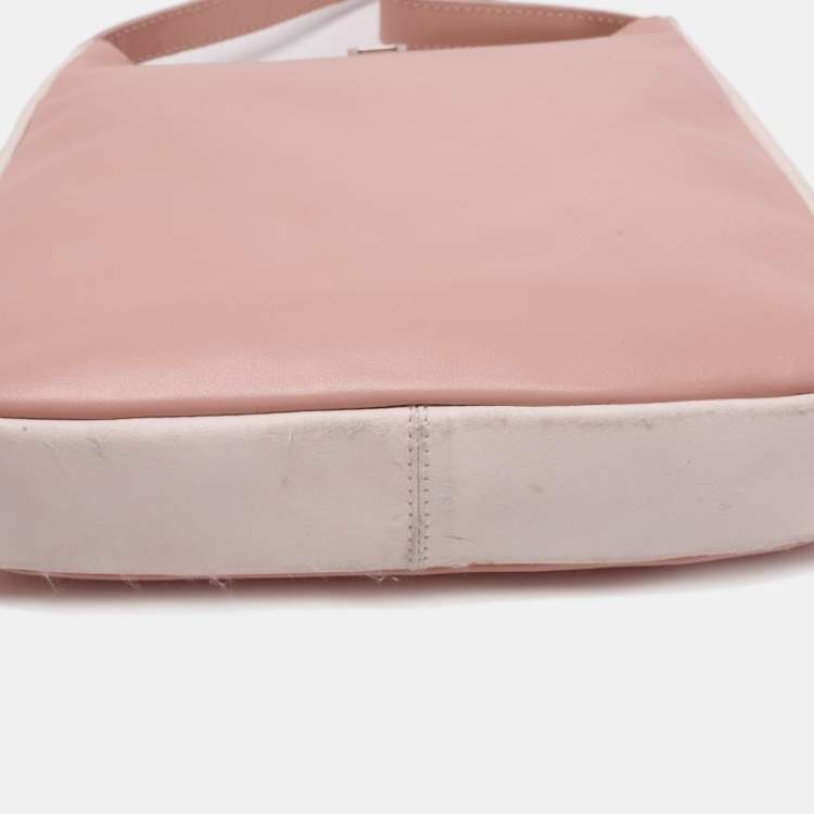 Pre Owned Furla Pink Blush/White Leather Frame Lock Tote 
