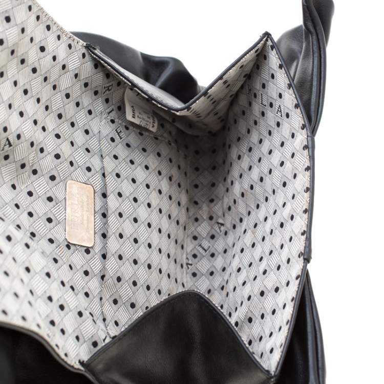 Pre Owned Furla Black Leather Bow Clutch
