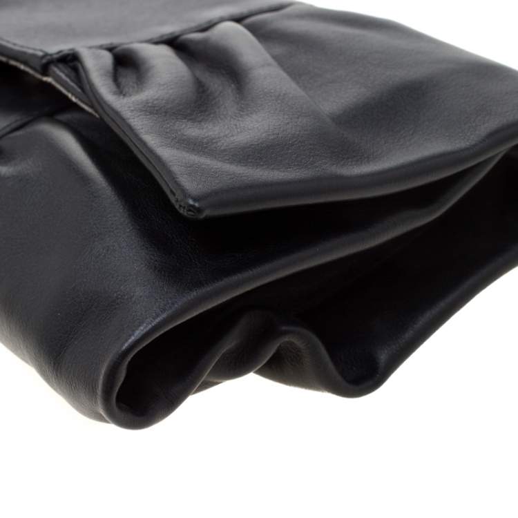 Pre Owned Furla Black Leather Bow Clutch
