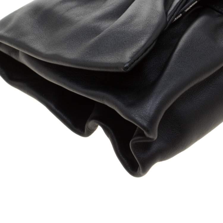Pre Owned Furla Black Leather Bow Clutch