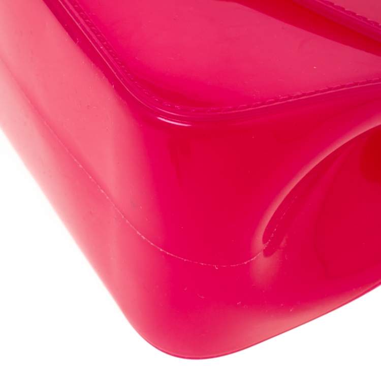 Pre Owned Furla Hot Pink Rubber Candy Top Handle Bag   