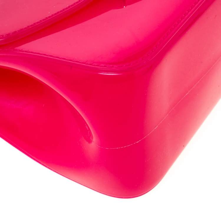 Pre Owned Furla Hot Pink Rubber Candy Top Handle Bag   